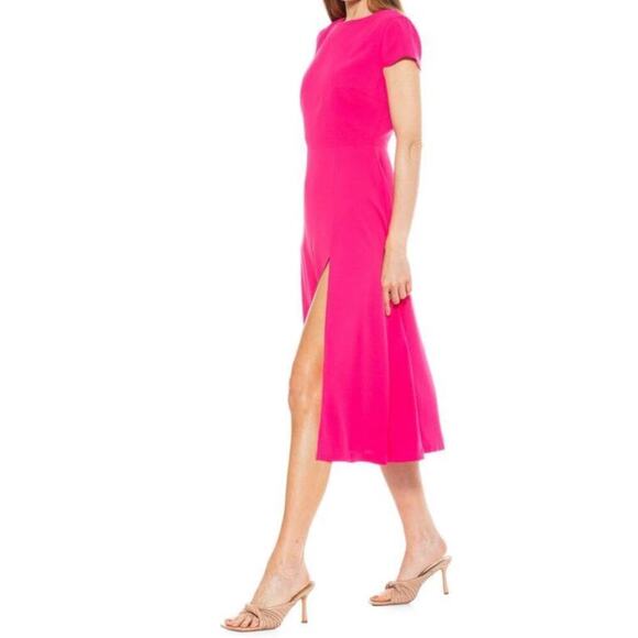 Alexis Admor Women’s Lily High Slit Midi Dress Sz 12 Fuchsia Pink Career  NWT - Picture 2 of 7